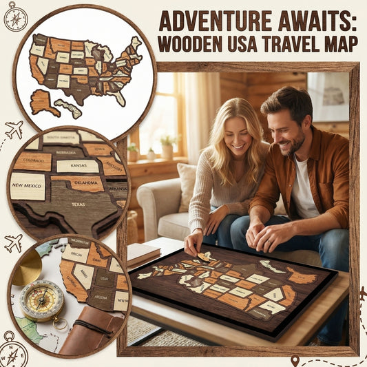 🇺🇸 Wooden USA Travel Map Puzzle🧩A Stylish Way to Track Your Journey & Memories🔥