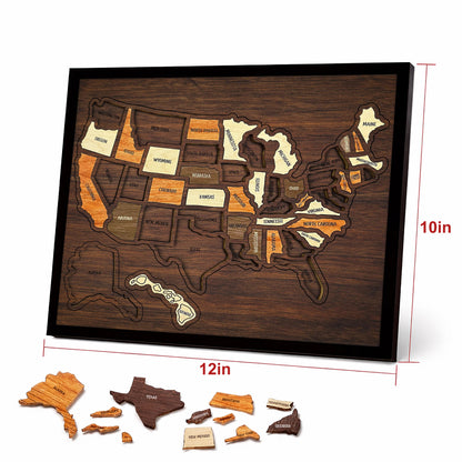 🇺🇸 Wooden USA Travel Map Puzzle🧩A Stylish Way to Track Your Journey & Memories🔥