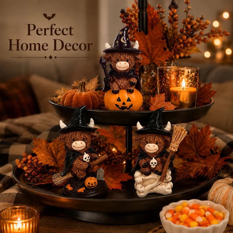 🎁Last Day 50% OFF 🐮Halloween Highland Cow Witch Ornament
