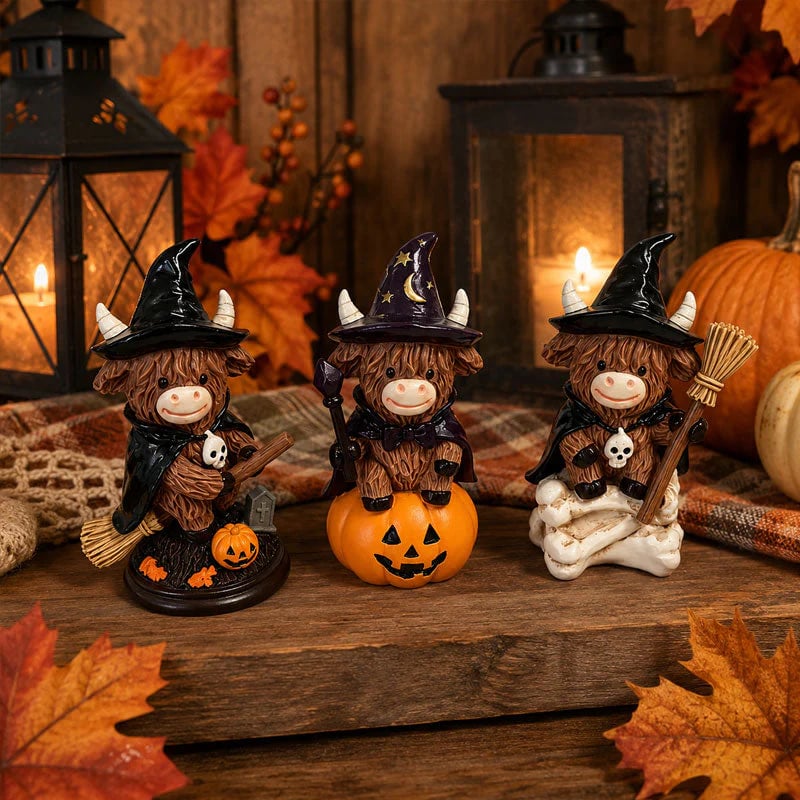 🎁Last Day 50% OFF 🐮Halloween Highland Cow Witch Ornament