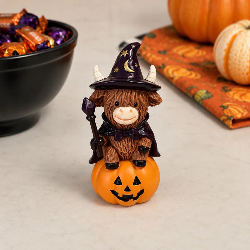 🎁Last Day 50% OFF 🐮Halloween Highland Cow Witch Ornament