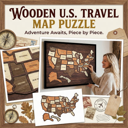 🇺🇸 Wooden USA Travel Map Puzzle🧩A Stylish Way to Track Your Journey & Memories🔥