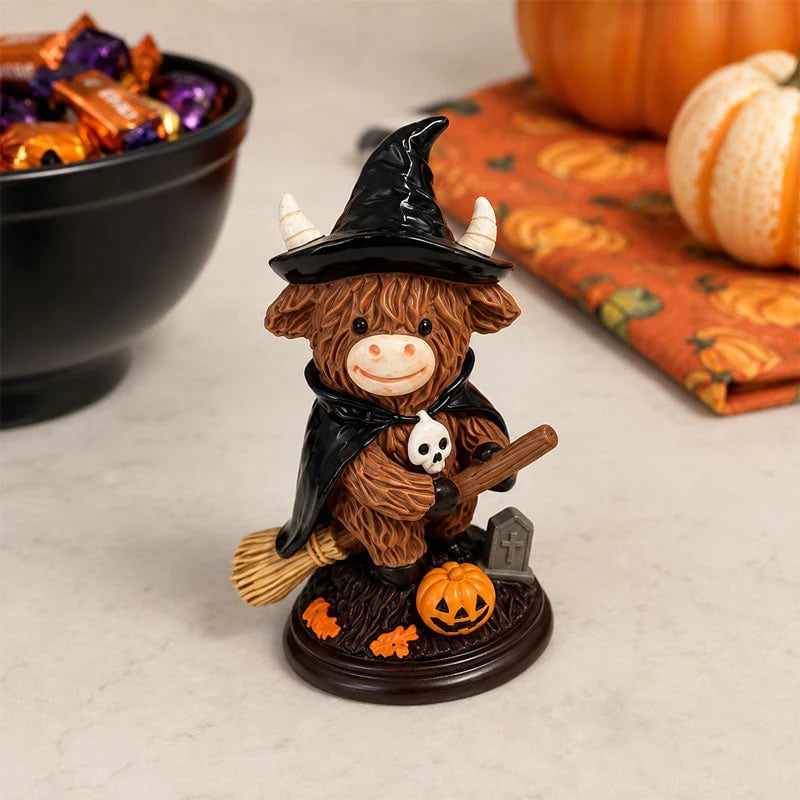 🎁Last Day 50% OFF 🐮Halloween Highland Cow Witch Ornament